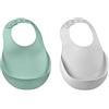 BÉABA, Set da 2 bavaglini in silicone impermeabili, Fascia da collo regolabile, Ampia tasca per alimenti, Morbido, Leggero, Ultra morbido, Facile da pulire, Verde salvia