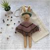Generic Il Coniglietto Giocattolo da vestire Peruviano Poncho Sombrero Messicano Costume Etnico Lavorato a Mano all'Uncinetto Pupazzo Coniglio Peluche Regalo Compleanno per Bambini 2 anni Animali colore Crema