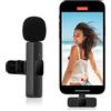 AngLink Microfono Lavalier Wireless per Smartphone USB C - Microfoni Senza Fili 2.4GHz Mini Mic per Youtube, Video Tiktok, Facebook Live Stream