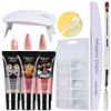 An-self Kit gel di prolunga per unghie Gel, 3 colori Gel ad asciugatura rapida + 100 pezzi di stampi per unghie + Lampada per unghie UV + Lima per unghie + Penna di cristallo + Clip trasparente