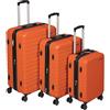 Amazon Basics Trolley rigidi Set da 3 Pezzi con rotelle girevoli, 55 cm, 68 cm, 78 cm, Arancia Bruciata