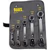 KLEIN TOOLS Set di chiavi a cricchetto reversibili, 5 pezzi, nero, made in USA, 68245