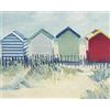Jane Hewlett, Motivo Casotti Spiaggia Suffolk Canvas Prints, Poliestere, Multicolore, 40 x 50 cm
