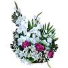 DRW Centro Fiori Artificiali Cimitero, Santos, Anniversari Rotondo Rose viola e gladioli 50 cm x 60 cm Altezza x 25 cm Profondità