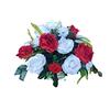 DRW Centro Fiori Artificiali Cimitero, Santi, Anniversari Rotondo Rose Bianche e Rosse 45 cm Diametro x 35 cm Altezza