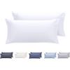 Todocama - Set di 2 federe per cuscino, in microfibra extra morbidi, ipoallergenica, Set di 2 - 75x40 cm Bianco