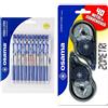 OSAMA OBG penne a sfera a scatto scorrevoli e precise Colore blu- 10 pezzi Correttore a Nastro, 2 pezzi/20 metri