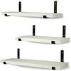 WONOSS Mensole da muro | Kit mensole sospese in legno da 3 con staffe in metallo | Mensole legno per decorazione parete e come libreria | Scaffale a muro | Bianco verniciato