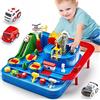 hahaland Pista Macchinine Giochi Bambini 3 4 5 Anni Set di Giocattoli per Pista da Corsa, con Elicottero e 3 Auto Giocattoli Educativo per Bambini Regalo