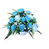 DRW Centro Fiori Artificiali Cimitero, Santi, Anniversari Rotondo Rose Blu e Bianche 40 cm Diametro x 33 cm Altezza