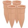 Relaxdays Set Irrigazione a Goccia, Set da 4 Coni per Piante, Innaffiatori per Bottiglie da 1,5 L in Pet, Terracotta