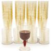 LATERN 50 Pezzi Bicchieri da Vino con Glitter Dorati, 170ml Bicchieri da Degustazione in Plastica Bicchieri da Vino per Feste con Stelo Riutilizzabili Tazze da Dessert per Whisky Champagne Birra