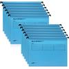 weegoo 12 cartelle sospese in formato A4 con linguette e inserti per schede, cartelle A4 da appendere, per casa, scuola e ufficio, schedario, colore blu, DGJB