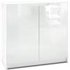 Vladon Madia Logan, mobile a 2 ante, bianco opaco/bianco lucido (82 x 78 x 37 cm)