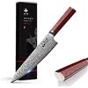 FUJUNI Coltello Chef Damasco Coltello da Cuoco 20CM - 67 Strati VG10 Acciaio al Carbonio Alto- Coltello da Cucina Professionale con Manico in Legno Naturale