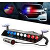UPXSXT lampeggiante led parabrezza posteriore, 9 LED 12V lampeggiante da cruscotto con ventose per parabrezza anteriore/alette parasole interne dell'auto (rosso, bianco e blu)
