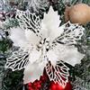GL-Turelifes - Confezione da 12 stelle di Natale artificiali, glitterate, decorazione per ghirlanda natalizia e albero di Natale, diametro 16 cm, con 12 aghi verdi flessibili