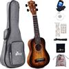 Winzz Ukulele Soprano Legno, Ukulele Bambini Adulti Principianti 21 Pollici, Ukulele Scuola Media Kit, 8 Accessori con Accordatore, Custodia, Tracolla, Corde (Colore Unico: Marrone)
