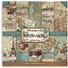 Stamperia SBBS12 Blocco di Carta 10 Fogli 20,3 x 20,3 (8 x 8) Double Face Around The World, Multicolore