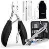 INXEN Tagliaunghie Set Professionale, Tronchesino Per Piedi Affilate Per Unghie Spesse Incarnite Micosi, In Acciaio Inossidabile, manicure pedicure Per Uomo Donna-Nero