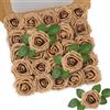 N&T Nieting, Rose artificiali, 25 pezzi, realistiche al tatto, con steli, fai da te, per bouquet da sposa, centrotavola, baby shower, decorazione per la casa, colore marrone chiaro opaco