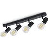 KYOTECH OPPER Lampada da Soffitto Vintage con 4 Faretti Orientabili, Faretti da Soffitto per Corridoio Entrata o Scale Salotto Camera, Plafoniera LED in alluminio Faretto (Nero, Lampadine E27 non Inclusa)