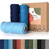 HanCheng 60 m x 3 mm Filo Macrame Colorato Sfumato Set di 3,Colorata Corda Macrame Kit con 3 Portachiavi—Sfumato Blu:Blu Scuro,Blu Lago,Blu Chiaro