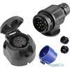 SPARKMOTO Presa Rimorchio 13 Poli E Spina Rimorchio 13 Poli,Norma ISO11446,Spina Presa Rimorchio 13Poli Impermeabile per Auto RV portabiciclette Spina presa 13Poli Rimorchio,con porta spina blu(Breve)