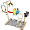 JasCherry Terreno di Gioco per Pappagalli in Legno Supporto per Uccelli con Scala Altalena Vassoio Tazza di Alimentazione e Campana - Gioco Accessori di Calopsite Sala da Palestra per Conure #D