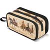 Mnsruu Astuccio grande capacità per matite da cavallo in esecuzione nel deserto a 3 scomparti portapenne, per ufficio, collegio, scuola, borsa portatile per bambini