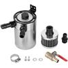 VOBOR Serbatoio Olio, Vaschetta Olio Motore Serbatoio Benzina Moto, Universale in Lega di Alluminio Serbatoio di Cattura Con Kit di Accessori A 2 Porte(Argento)