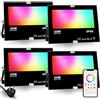 iLC LED Faretto Esterno 30W, equivalente a 300W, Cambio Colore Rgbw, 16 Milioni Colori, Raggruppamento, Timer 3000 lumen, bianco caldo 2700K, Impermeabile Ip66 (confezione da 4)