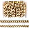 Craftdady, Rotolo di catena a maglia barbazzale in alluminio da 2 metri, con maglie non saldate, con bobina, in stile punk cubano, per collane, bracciali e gioielli fai da te, oro