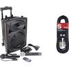 Ibiza Port8Vhf-Bt-Wh Impianto Audio Portatile Cassa Attiva (400 Watt, Ingressi USB SD Mp3,2Microfoni, Batteria Integrata, Telecomando), Nero, Subwoofer 8 & StaggCavo XLRf a XLRm Plug Microphone6 mNero