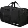 REDSEASONS Borsa da viaggio pieghevole extra grande, con tracolla, adatta per viaggi, impermeabile, campeggio, colore nero, Nero