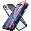HaptiCase Cover per iPhone XR Magnetica Adsorbimento Tech Custodia Anteriore e Posteriore Trasparente Vetro Temperato Case Metallo Alluminio 360 Gradi Full Body Protezione Case - Rosso