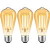 ZIKEY Lampadina LED E27, 10W (Equivalente a 100W), ST64 Stile Vintage Edison, Luce Bianco Caldo 2700K, 1000lm, Vetro Ambrato, Non Dimmerabile, Lampadine a Filamento LED, Confezione da 3
