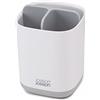 Joseph Joseph EasyStore- Porta Spazzolino, Dentifricio, Compatibile con Spazzolini Elettrici e Tradizionali, 3 Scomparti, Contenitore da Bagno Smontabile- Medio, Grigio/Bianco