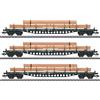 MARKLIN art.47153 DB AG set 3 carri pianali con stanti tipo Rs 684 carichi legno