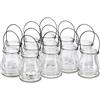Relaxdays Vasetti Portacandele in Vetro, Set da 12, Vasi Rotondi con Manici, Interni ed Esterni, H: 10 cm, Trasparente