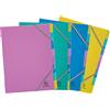 Exacompta - Cod. 56190E - 1 Cartella 3 lembi con 8 scomparti chiusura con elastici Forever® Young - Polipropilene riciclato - F.to esterno 25x32cm - Colori random : blu, viola, giallo, turchese