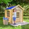 TIMBELA Casetta per Bambini - da Giardino - in Legno L111xL113xA121cm/0,9 m2 - da gioco da esterno - Timbela M570M-1 (tetto blu)