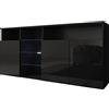 MB Muebles Bonitos, Credenza Madia Clark, Soggiorno Moderno, LED, Nero Lucido, 150x70x35cm