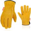Vgo... Guanti da Lavoro Uomo in Pelle Bovina Sicurezza Lavoro, Guanti da Giardinaggio Edilizia Costruzione, Guanti Antinfortunistici(CB9501) (8/M (1, paio), giallo)