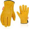 Vgo... Guanti da Lavoro Uomo in Pelle Bovina Sicurezza Lavoro, Guanti da Giardinaggio Edilizia Costruzione, Guanti Antinfortunistici(CB9501) (10/XL (1, paio), giallo)