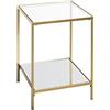 HAKU Tavolino in metallo dorato Tavolino da salotto Vetro di sicurezza 5 mm Specchio 5 mm - Dimensioni: L 39 x A 55 x P 39 cm Stile: Art Déco