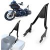 PSLER Moto Staccabile Sissy Bar Schienale Passeggero 22 Pollici Sedile Posteriore Cuscino Regolabile Pieghevole Liberamente Rimovibile per Touring Street Glide Electra Glide Road Glide Road King 2009-2024