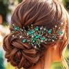 IYOU Principessa Verde Capelli Pettine Cristallo Nuziale Copricapo Brillante Strass Ballo di Fine Anno Nozze Capelli Accessori per Donne (Oro)