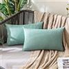 MIULEE 2 Pezzi all'Aperto Copricuscini Impermeabile Federe per Cuscino Decorativi Moderni in Poliestere Cuscini in Lino per Divano Sedie Picnic Camera da Letto 30x50 cm Blu Verde