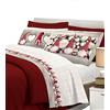 IlGruppone Il Gruppone Passione Casa Completo Letto 100% Caldo Cotone di Flanella Lenzuolo sotto con Angoli + Lenzuolo sopra + Federe Linea Gnomi - Una Piazza e Mezza - Rosso